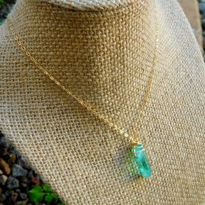 Raw Aqua Quartz Crystal Necklace